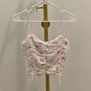 White and pink floral tank top